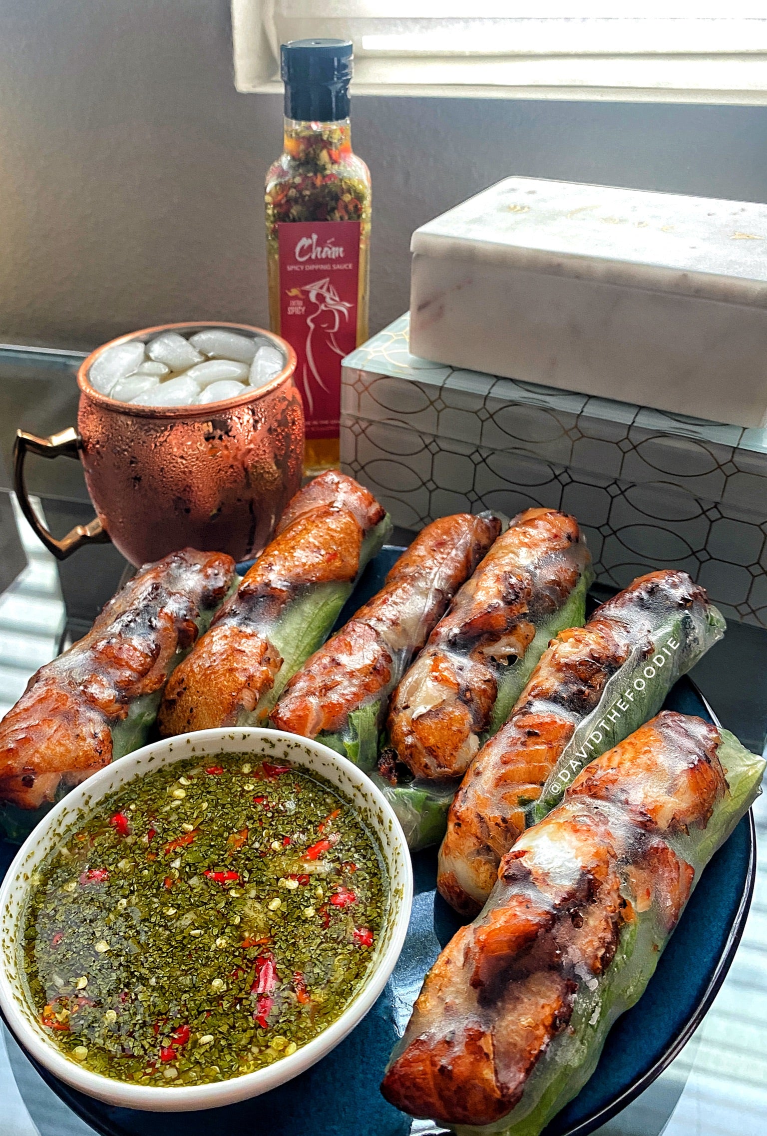 Vietnamese Baked Salmon Spring Rolls