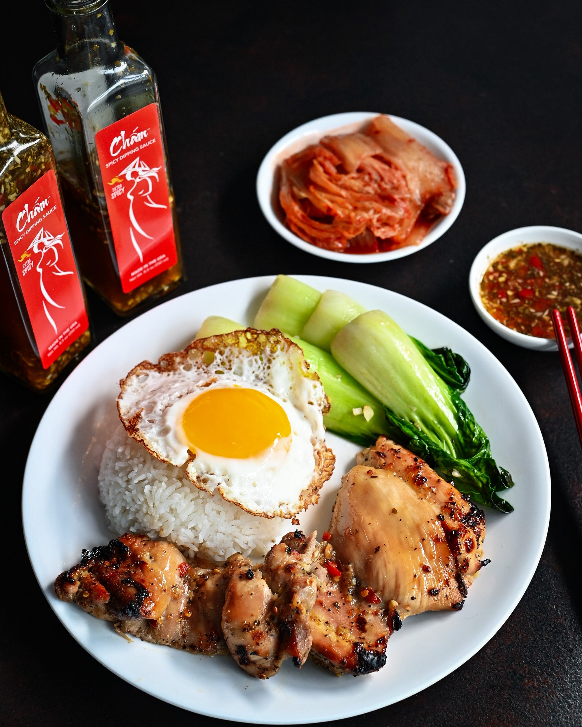 Baked Chicken with Stir Fry Bok Choy topped with Fried Egg