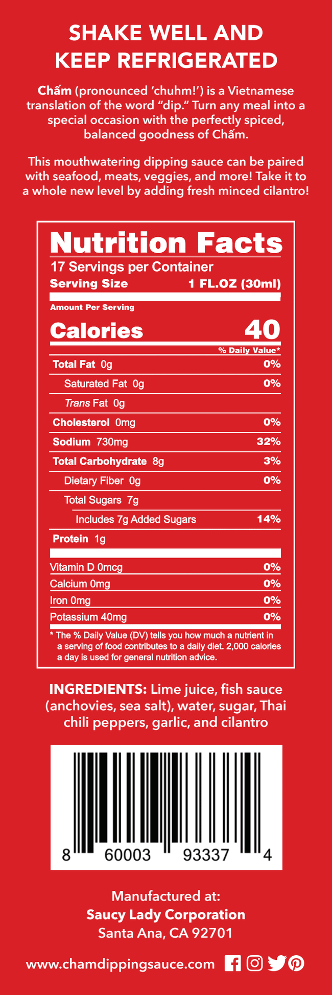 Cham Spicy Dipping Sauce - Party Size